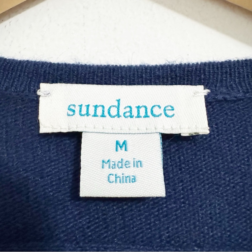 Sundance Unseen Beauty Patchwork Elbow Wool Blend Longline Sweater Blue Medium - Picture 4 of 9